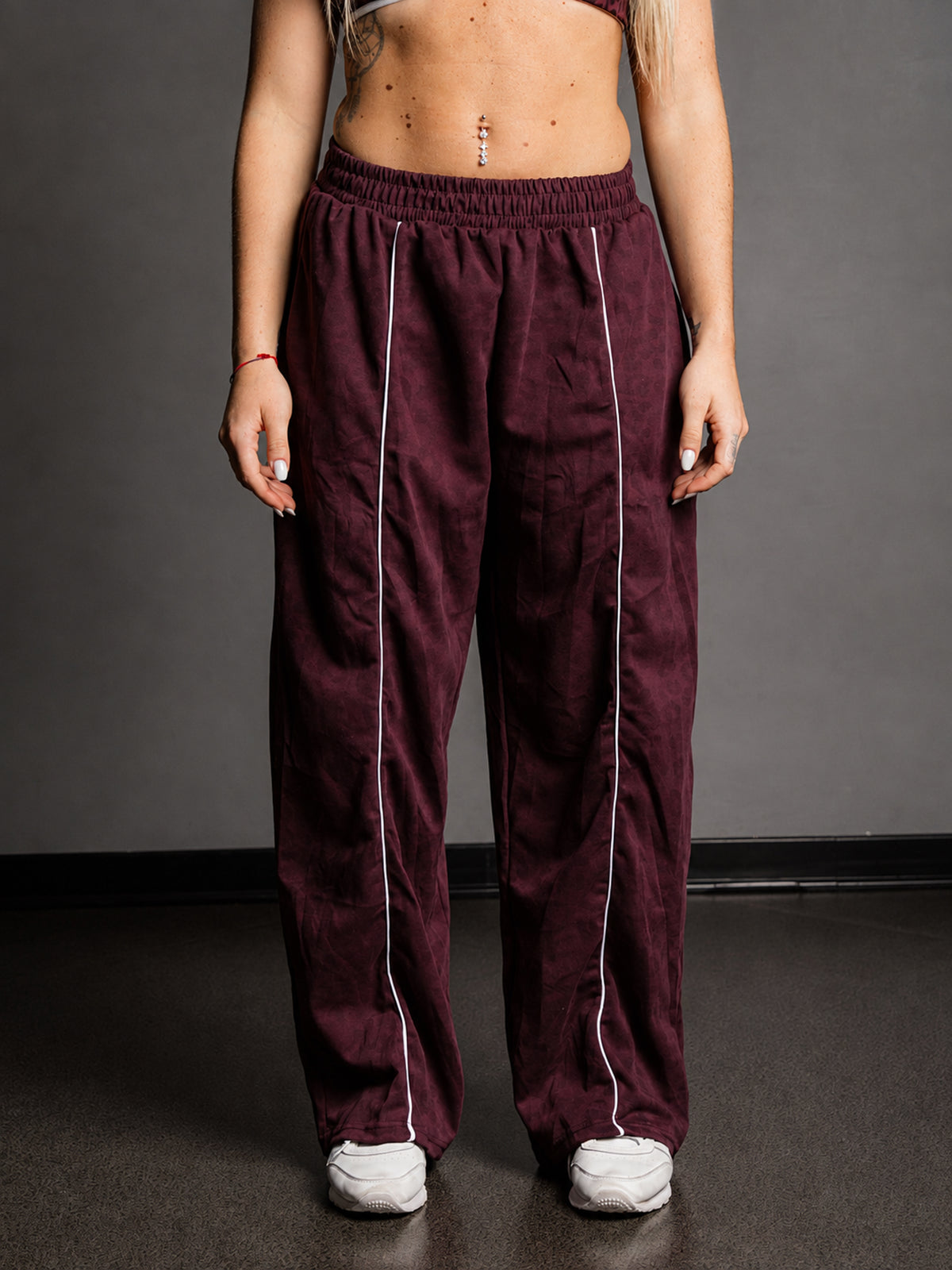BURGUNDY AEROBICS LEOPARD PANTS