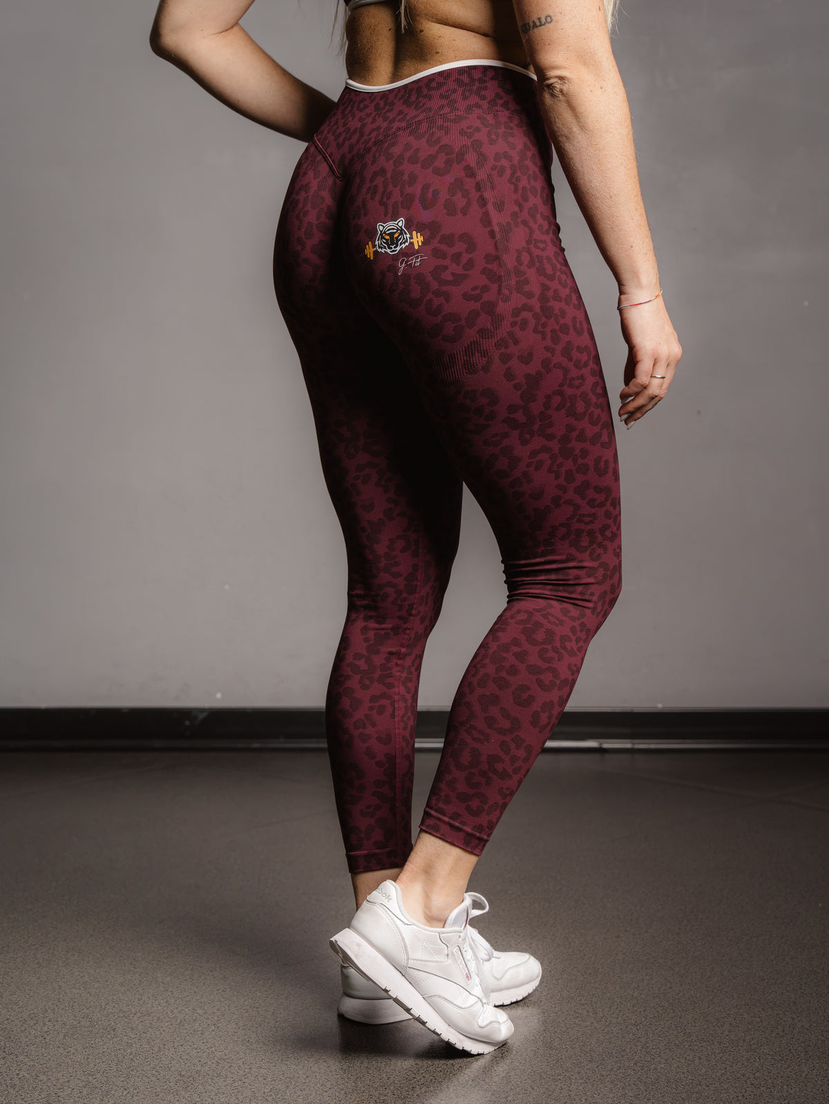 BURGUNDY LEOPARD CONTRAST LEGGINGS