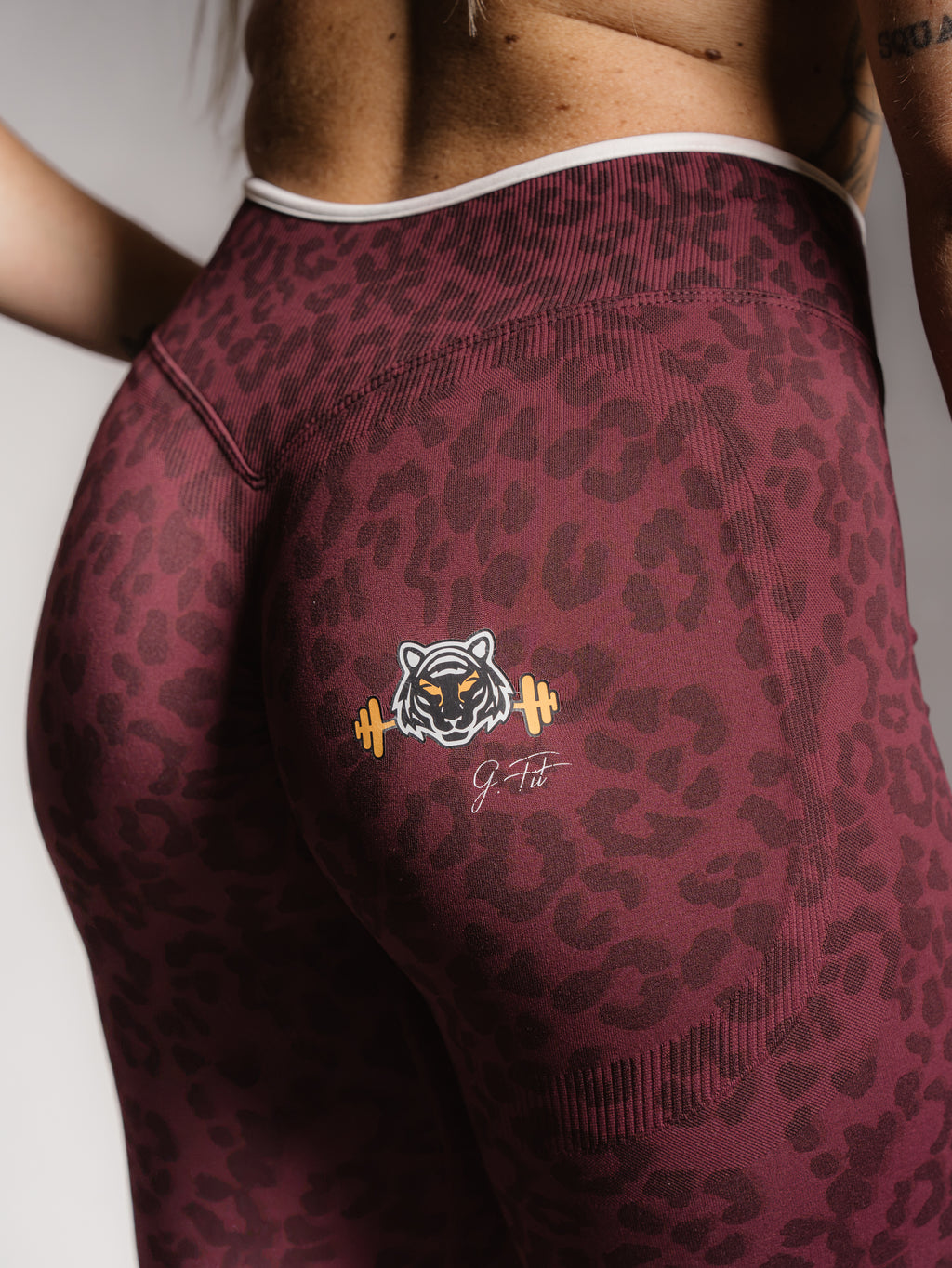 BURGUNDY LEOPARD CONTRAST LEGGINGS