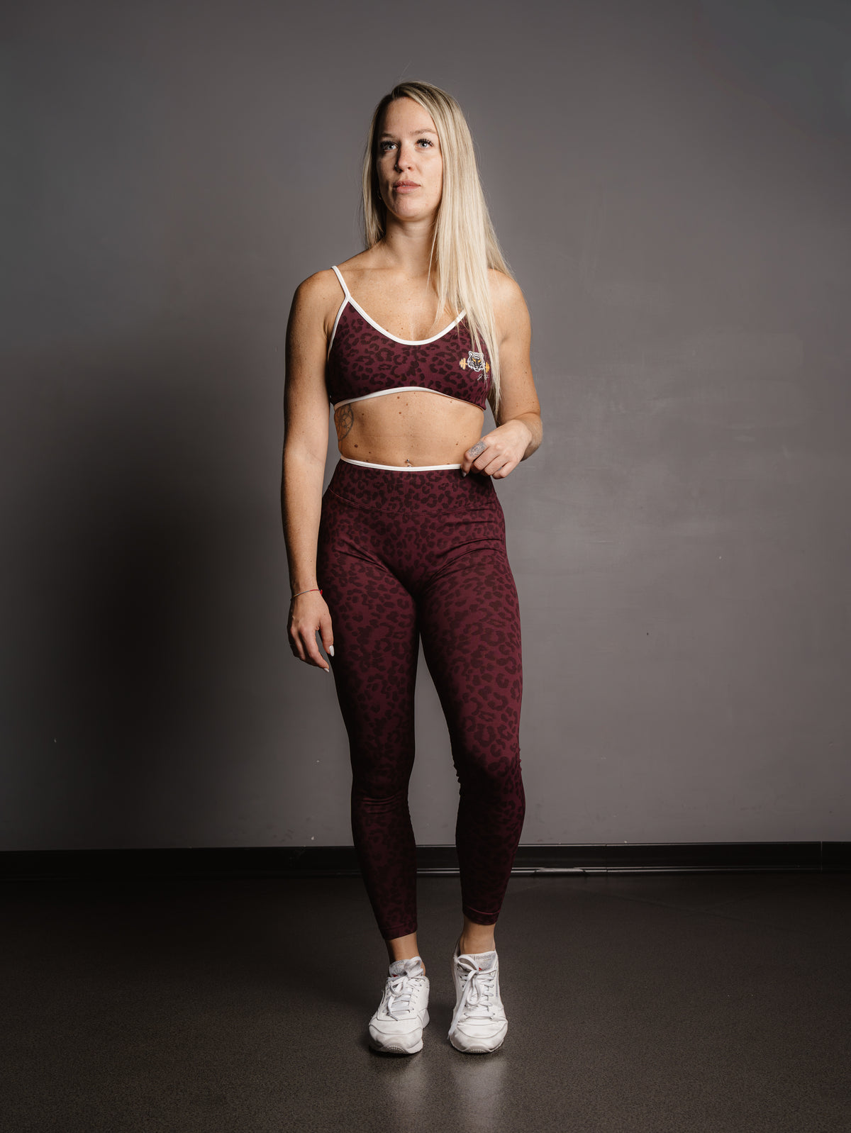 BURGUNDY LEOPARD CONTRAST LEGGINGS