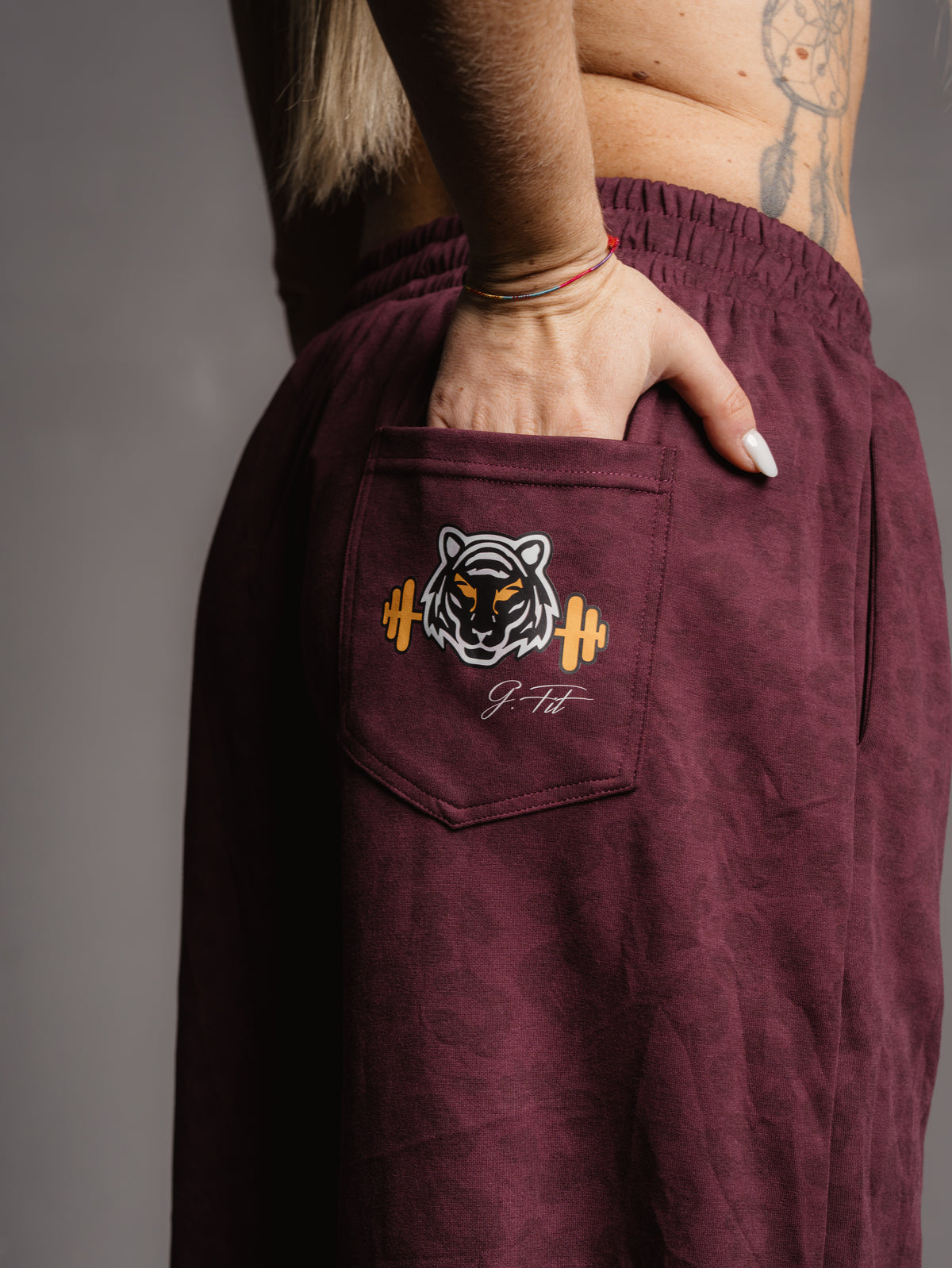 BURGUNDY AEROBICS LEOPARD PANTS
